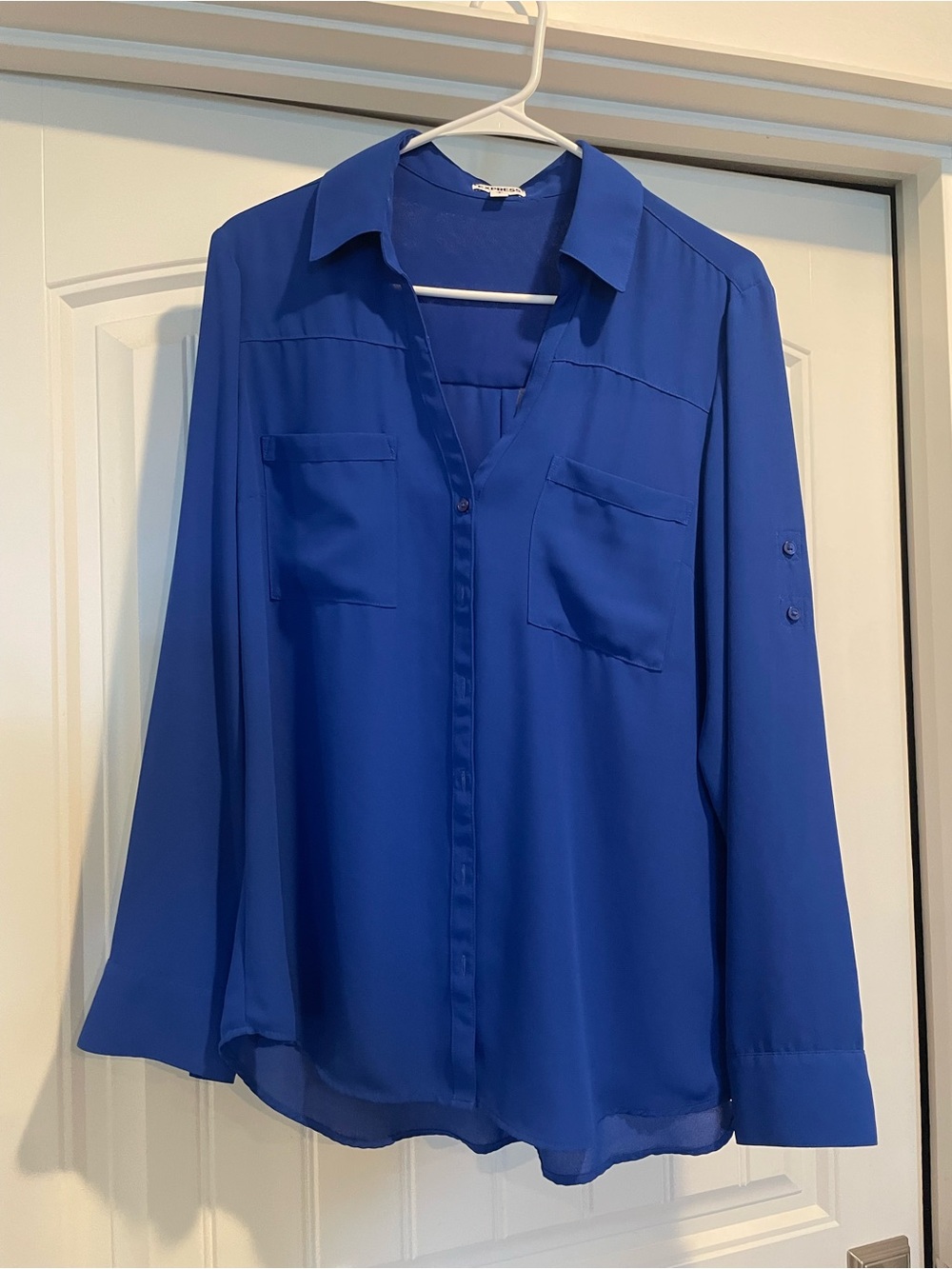 Express Royal Blue Portofino Button-Front Shirt